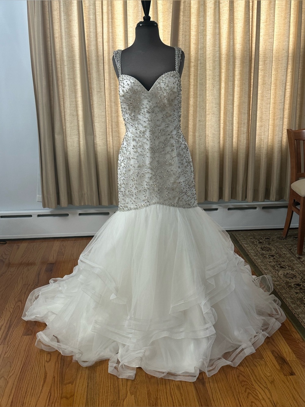 Beaded Mermaid Wedding Dress with Tiered Tulle Skirt